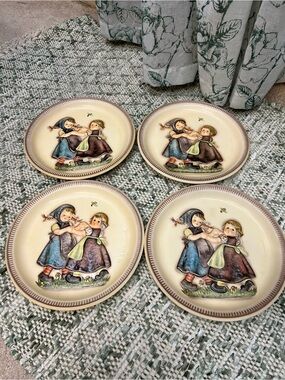 Vintage Hummel Spring Dance Ceramic Wall Plates with Children Motif - Set of 4!